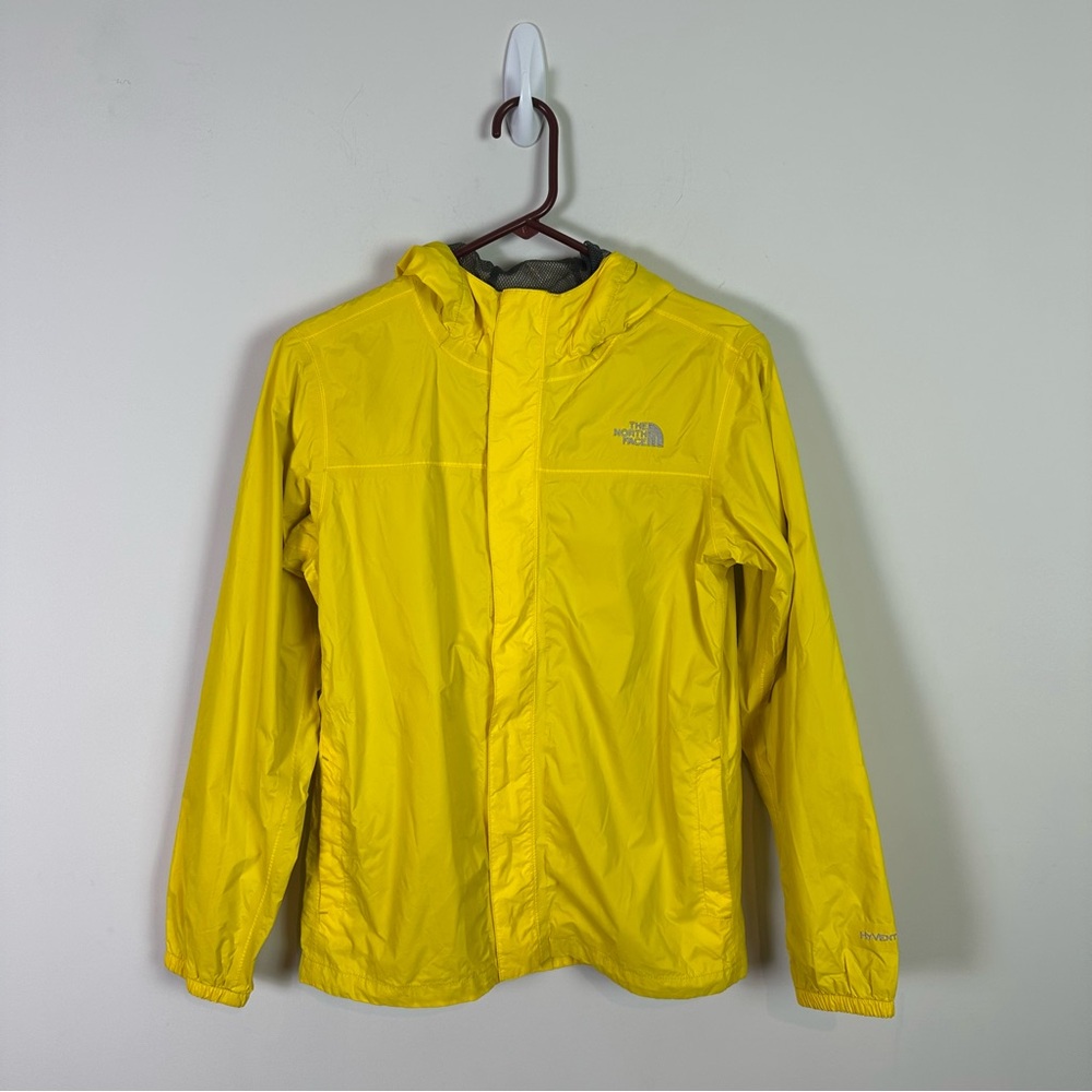 The North Face Boys Yellow Windbreaker Rain Jacket Hooded Size X Large 18 to 20